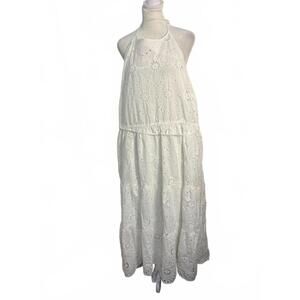 White Eyelet Halter Maxi Dress SIze XL 16-18 New with tags Vacation/Cruise/Beach